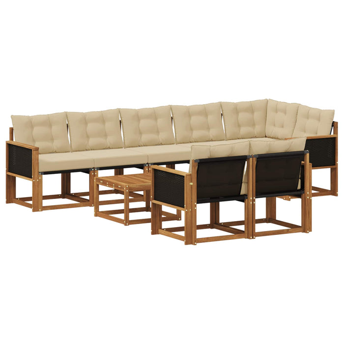 Set de canapele de exterior cu pernă 9 pcs Natural și Bej WALTI