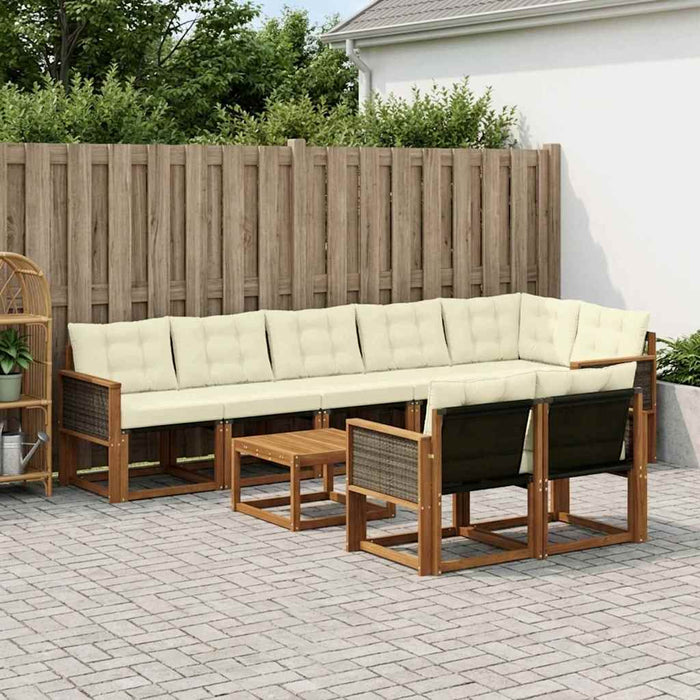 Set de canapele de exterior cu pernă 9 pcs Natural și Crem WALTI