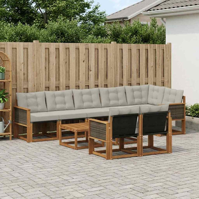 Set de canapele de exterior 9 pcs Natural și gri deschis WALTI