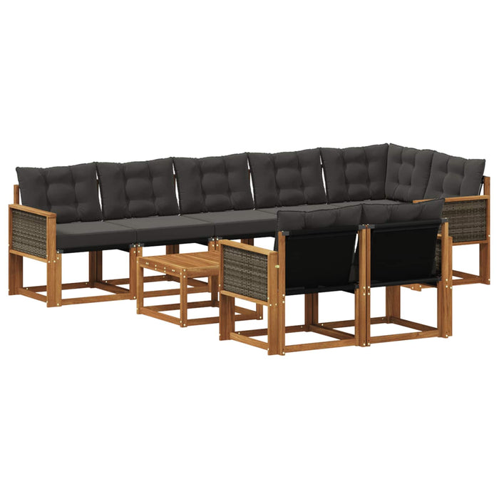 Set de canapele de exterior cu pernă 9 pcs Natural și Negru WALTI