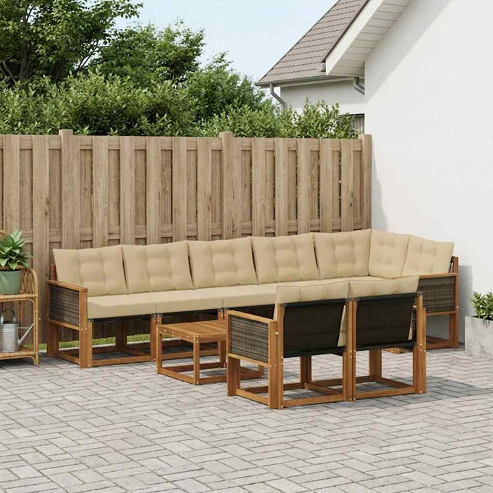 Set de canapele de exterior cu pernă 9 pcs Natural și Bej WALTI