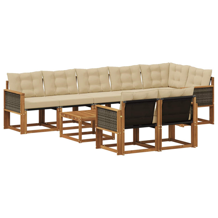 Set de canapele de exterior cu pernă 9 pcs Natural și Bej WALTI