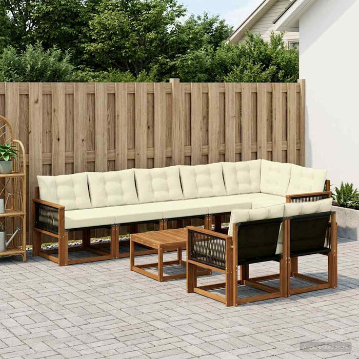 Set de canapele de exterior cu pernă 9 pcs Natural și Crem WALTI
