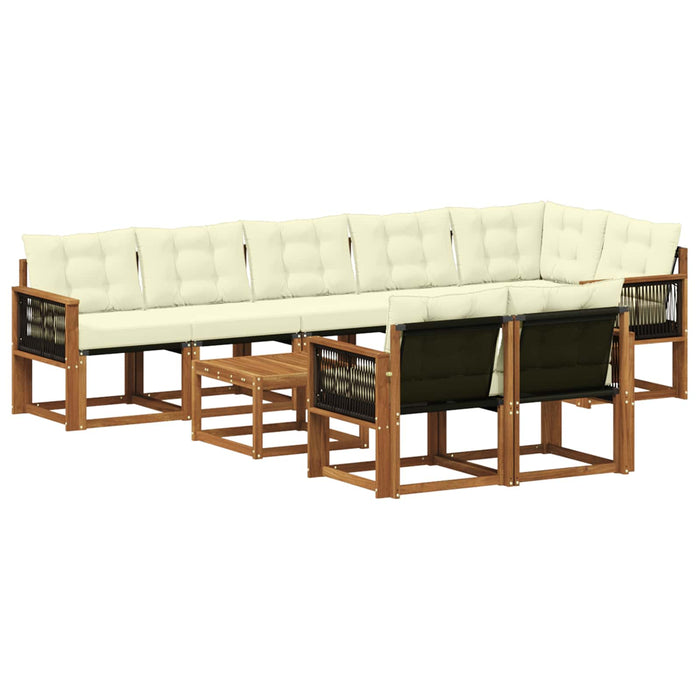 Set de canapele de exterior cu pernă 9 pcs Natural și Crem WALTI