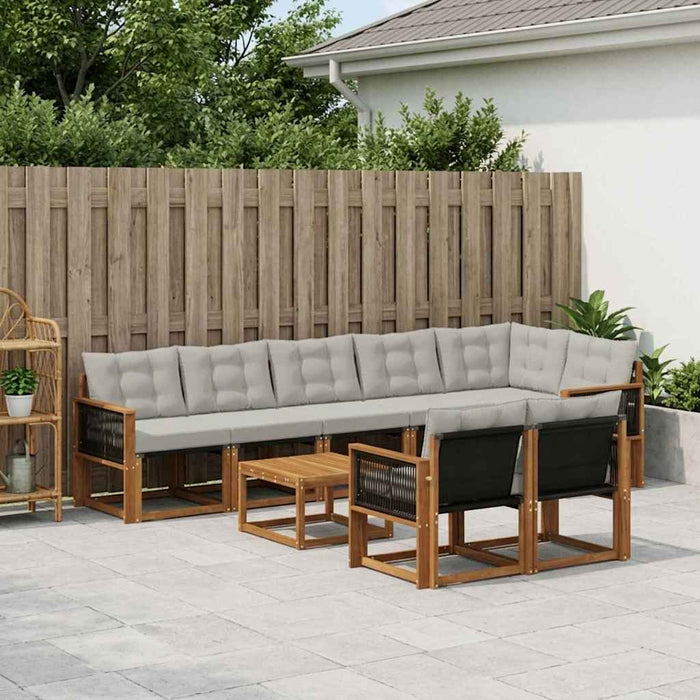 Set de canapele de exterior 9 pcs Natural și gri deschis WALTI