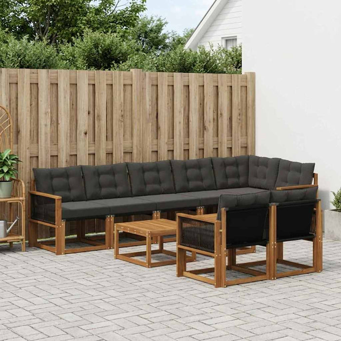 Set de canapele de exterior cu pernă 9 pcs Natural și Negru WALTI
