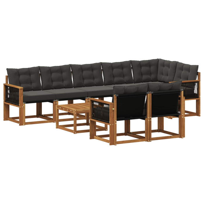 Set de canapele de exterior cu pernă 9 pcs Natural și Negru WALTI