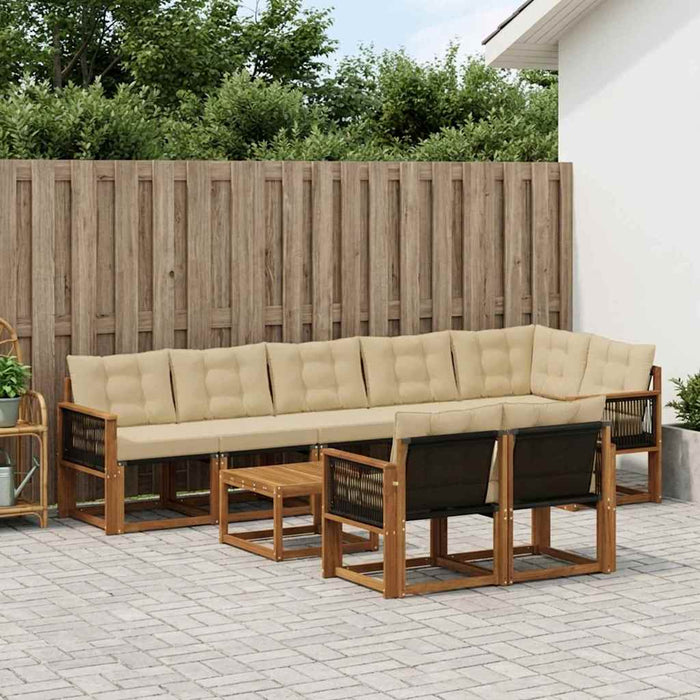 Set de canapele de exterior cu pernă 9 pcs Natural și Bej WALTI