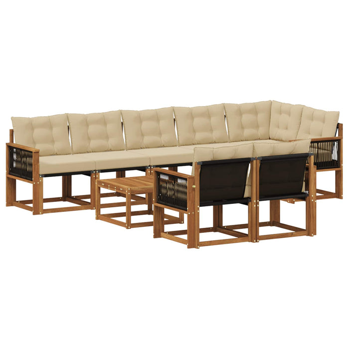 Set de canapele de exterior cu pernă 9 pcs Natural și Bej WALTI