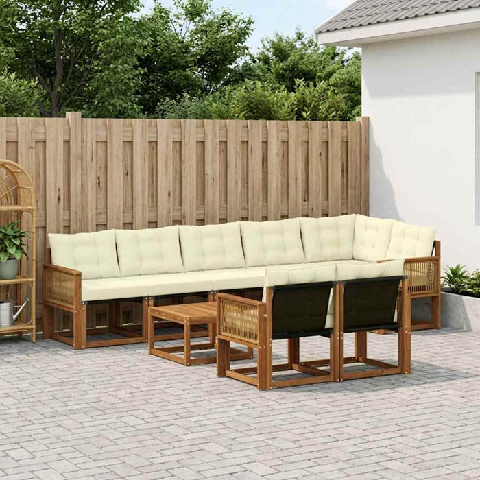 Set de canapele de exterior cu pernă 9 pcs Natural și Crem WALTI