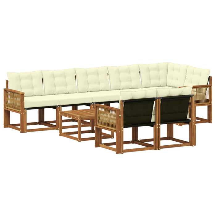 Set de canapele de exterior cu pernă 9 pcs Natural și Crem WALTI