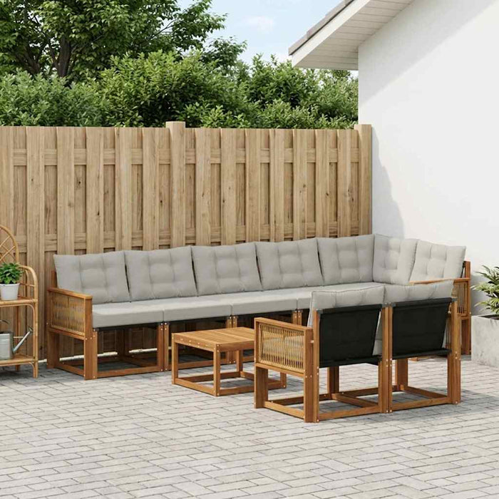 Set de canapele de exterior 9 pcs Natural și gri deschis WALTI