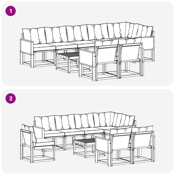 Set de canapele de exterior 9 pcs Natural și gri deschis WALTI