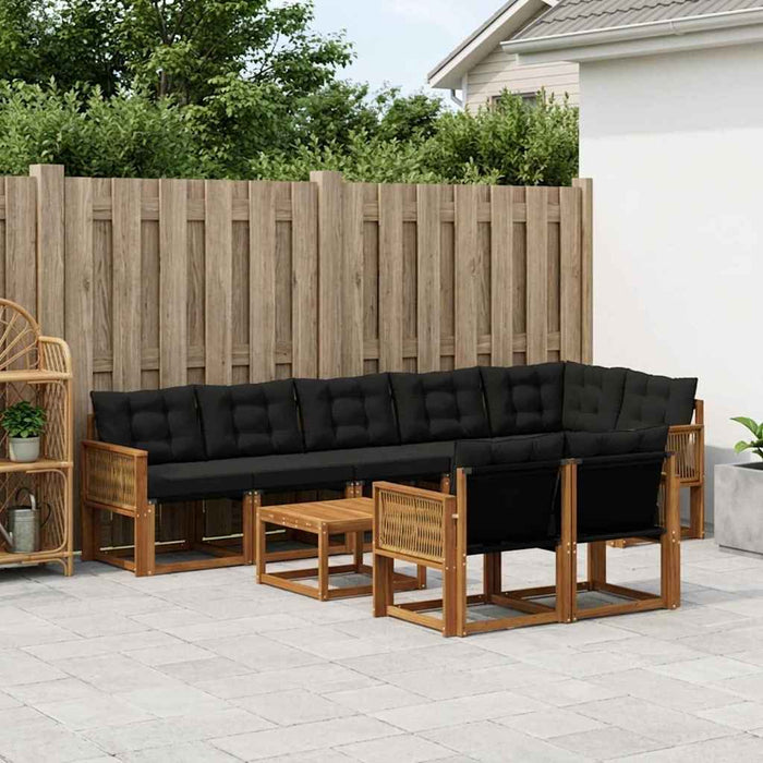 Set de canapele de exterior cu pernă 9 pcs Natural și Negru WALTI