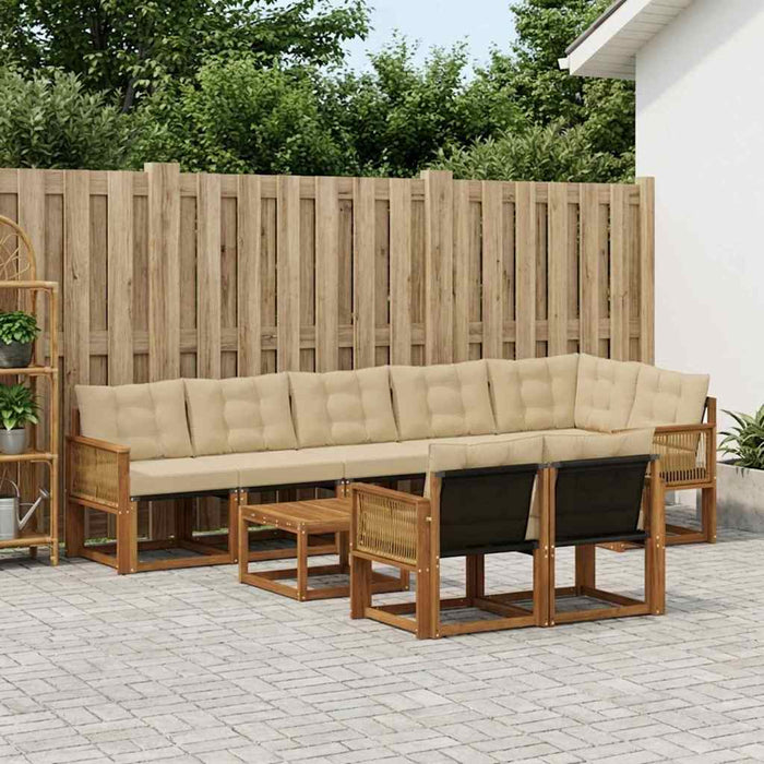 Set de canapele de exterior cu pernă 9 pcs Natural și Bej WALTI
