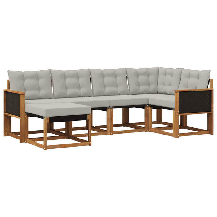 Set de canapele de exterior 6 pcs Natural și gri deschis WALTI