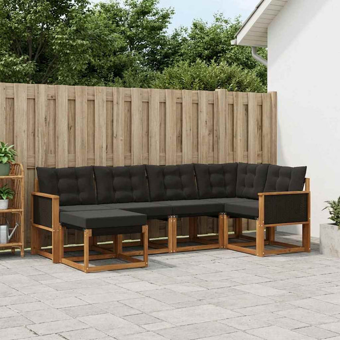 Set de canapele de exterior cu pernă 6 pcs Natural și Negru WALTI