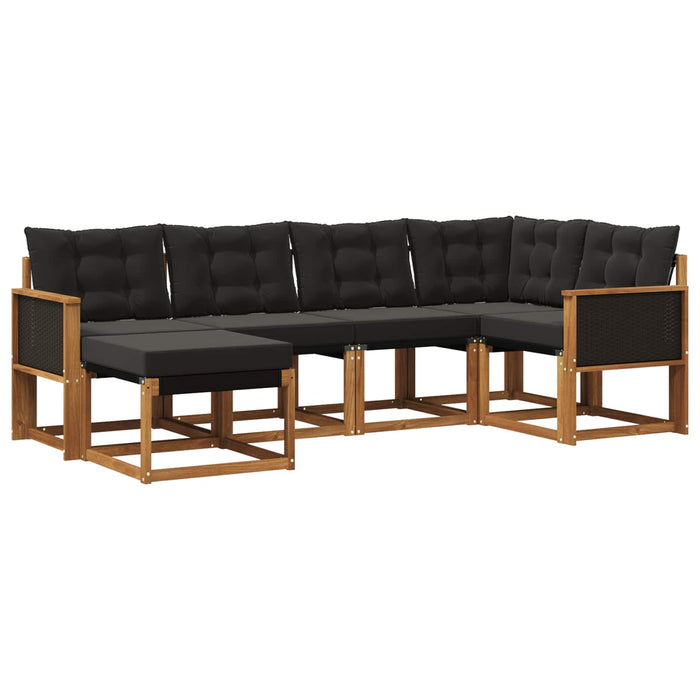 Set de canapele de exterior cu pernă 6 pcs Natural și Negru WALTI