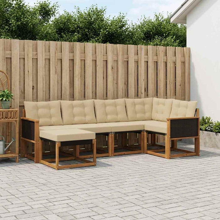 Set de canapele de exterior cu pernă 6 pcs Natural și Bej WALTI