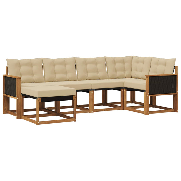 Set de canapele de exterior cu pernă 6 pcs Natural și Bej WALTI