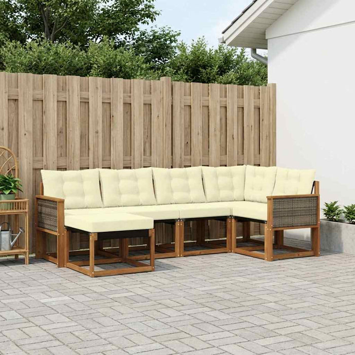 Set de canapele de exterior cu pernă 6 pcs Natural și Crem WALTI