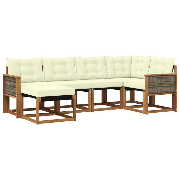 Set de canapele de exterior cu pernă 6 pcs Natural și Crem WALTI
