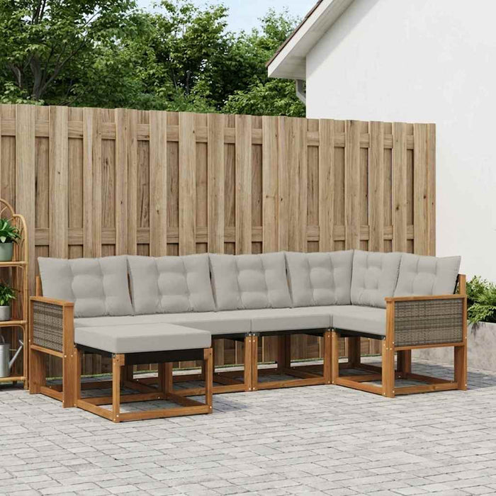 Set de canapele de exterior 6 pcs Natural și gri deschis WALTI