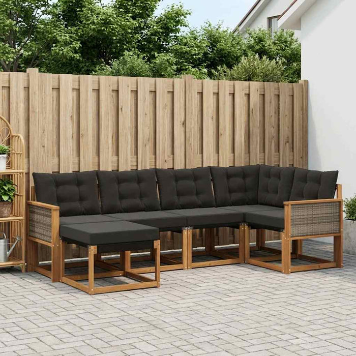 Set de canapele de exterior cu pernă 6 pcs Natural și Negru WALTI
