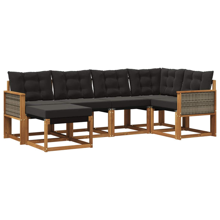Set de canapele de exterior cu pernă 6 pcs Natural și Negru WALTI