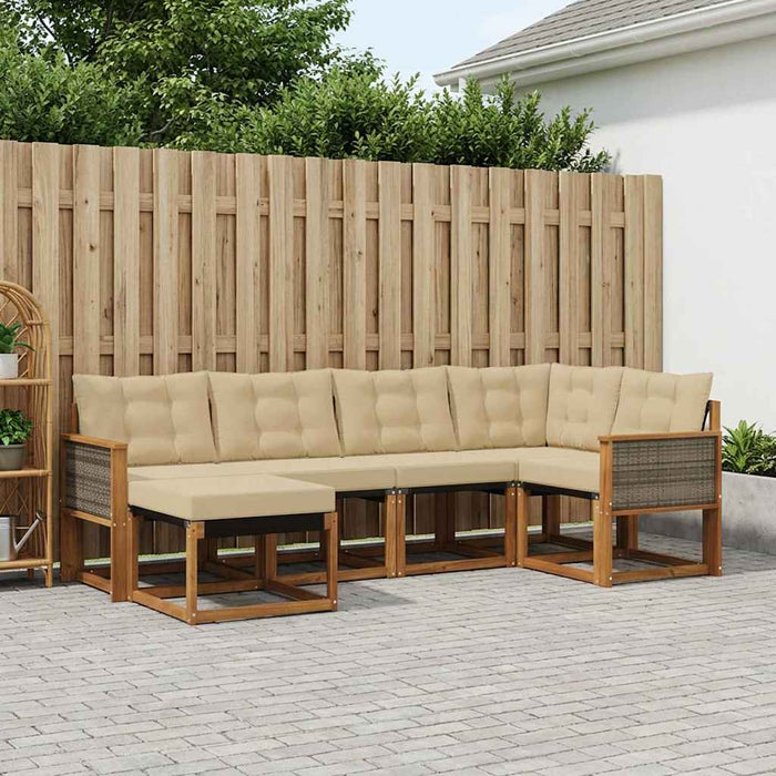 Set de canapele de exterior cu pernă 6 pcs Natural și Bej WALTI