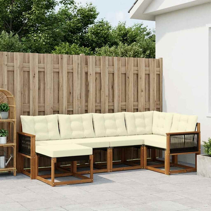 Set de canapele de exterior cu pernă 6 pcs Natural și Crem WALTI