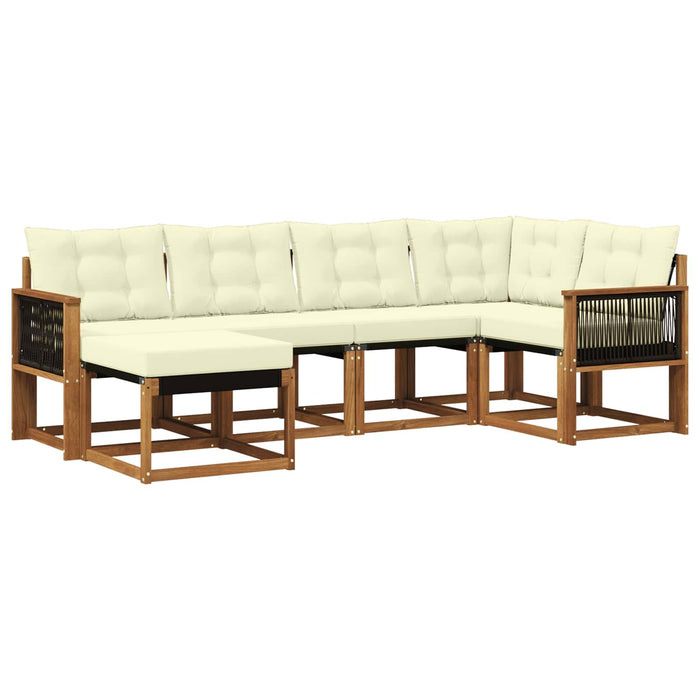 Set de canapele de exterior cu pernă 6 pcs Natural și Crem WALTI