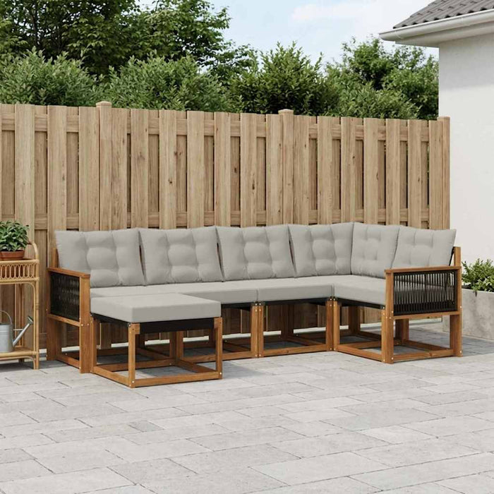 Set de canapele de exterior 6 pcs Natural și gri deschis WALTI