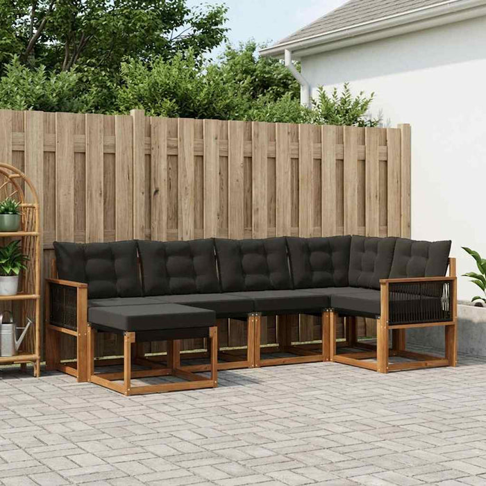 Set de canapele de exterior cu pernă 6 pcs Natural și Negru WALTI