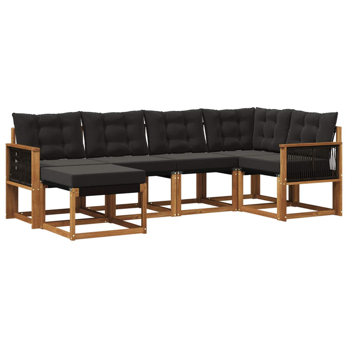 Set de canapele de exterior cu pernă 6 pcs Natural și Negru WALTI