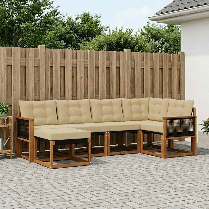 Set de canapele de exterior cu pernă 6 pcs Natural și Bej WALTI