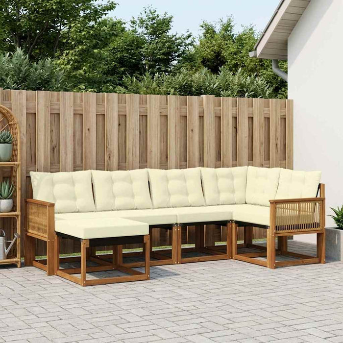 Set de canapele de exterior cu pernă 6 pcs Natural și Crem WALTI