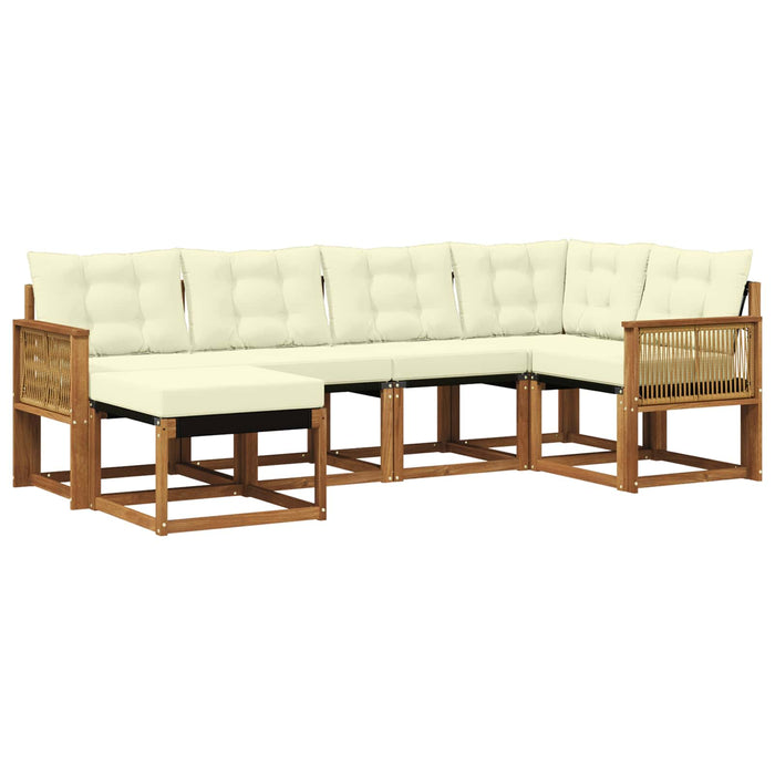 Set de canapele de exterior cu pernă 6 pcs Natural și Crem WALTI