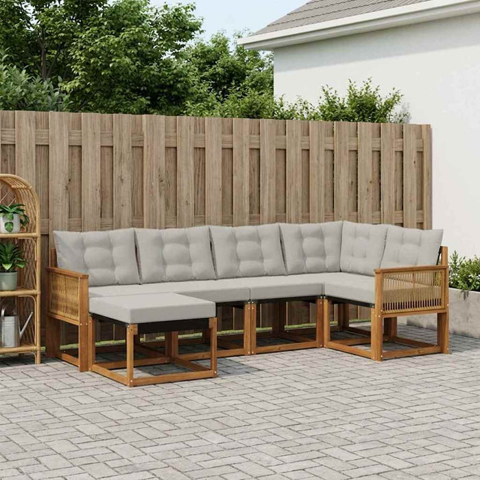 Set de canapele de exterior 6 pcs Natural și gri deschis WALTI