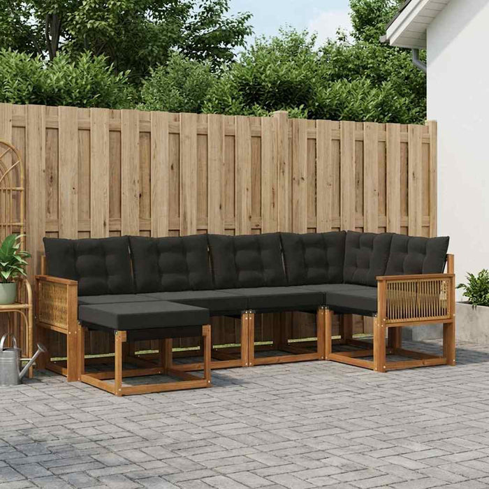 Set de canapele de exterior cu pernă 6 pcs Natural și Negru WALTI