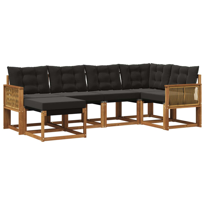 Set de canapele de exterior cu pernă 6 pcs Natural și Negru WALTI
