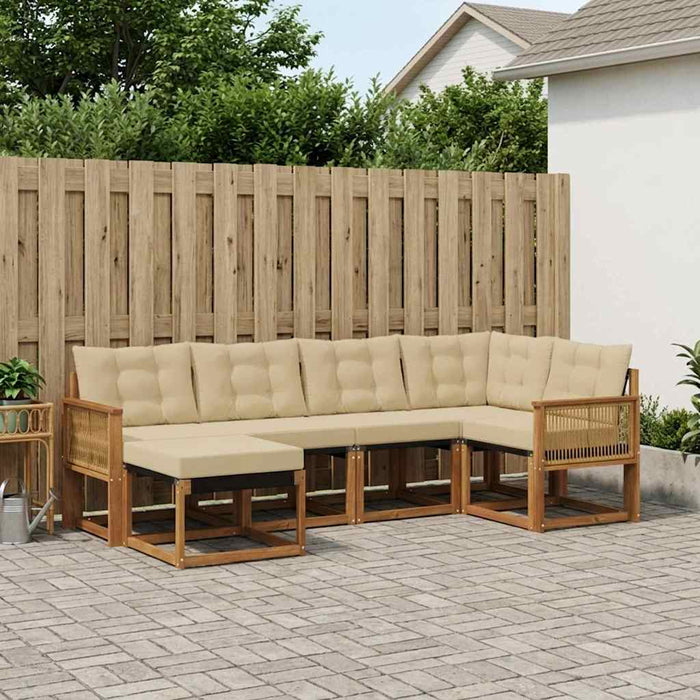 Set de canapele de exterior cu pernă 6 pcs Natural și Bej WALTI