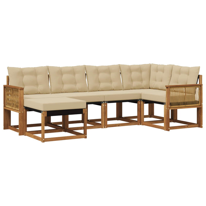 Set de canapele de exterior cu pernă 6 pcs Natural și Bej WALTI