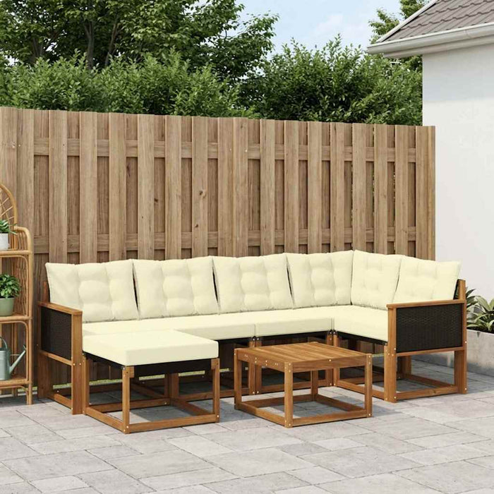 Set de canapele de exterior cu pernă 7 pcs Natural și Crem WALTI