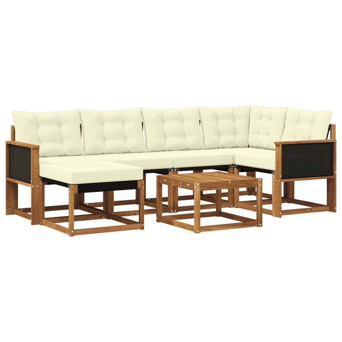 Set de canapele de exterior cu pernă 7 pcs Natural și Crem WALTI