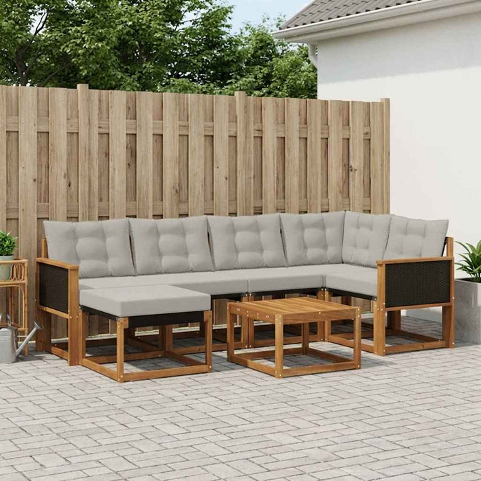 Set de canapele de exterior 7 pcs Natural și gri deschis WALTI