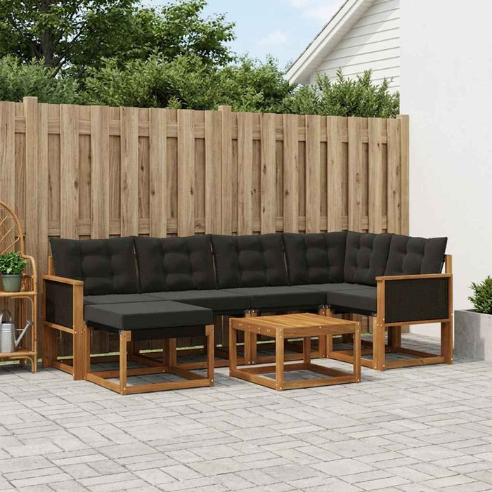 Set de canapele de exterior cu pernă 7 pcs Natural și Negru WALTI