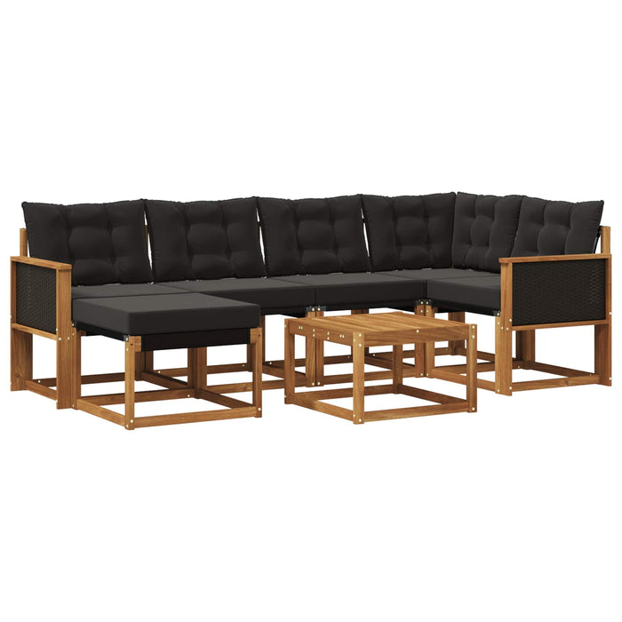 Set de canapele de exterior cu pernă 7 pcs Natural și Negru WALTI