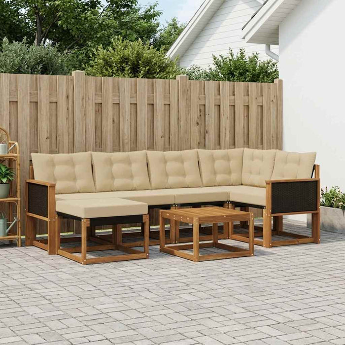Set de canapele de exterior cu pernă 7 pcs Natural și Bej WALTI
