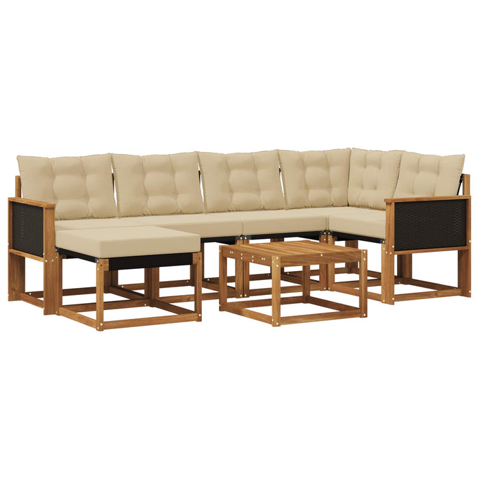 Set de canapele de exterior cu pernă 7 pcs Natural și Bej WALTI